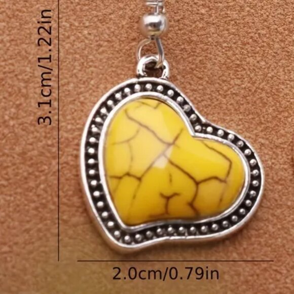 STONE & SILVER HEART EARRINGS - Picture 2 of 2